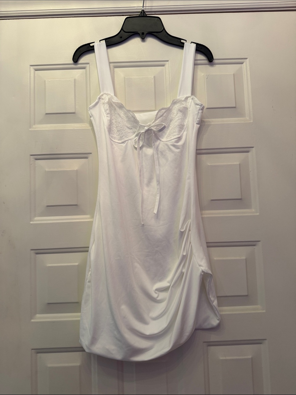 Classic White Lace-Trim Slip Dress